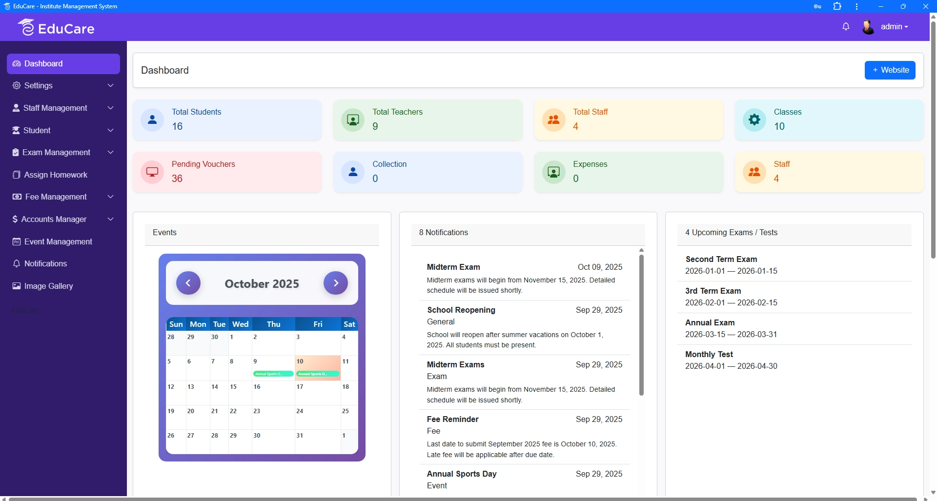 EduCare - Institute Management System